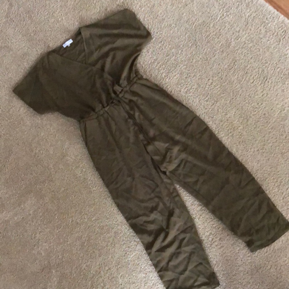 XL Dark Green Wrap Top Jumpsuit
